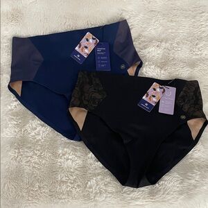 Honeylove Women's Intimates High-Waist CrossOver Briefs - Black and Navy